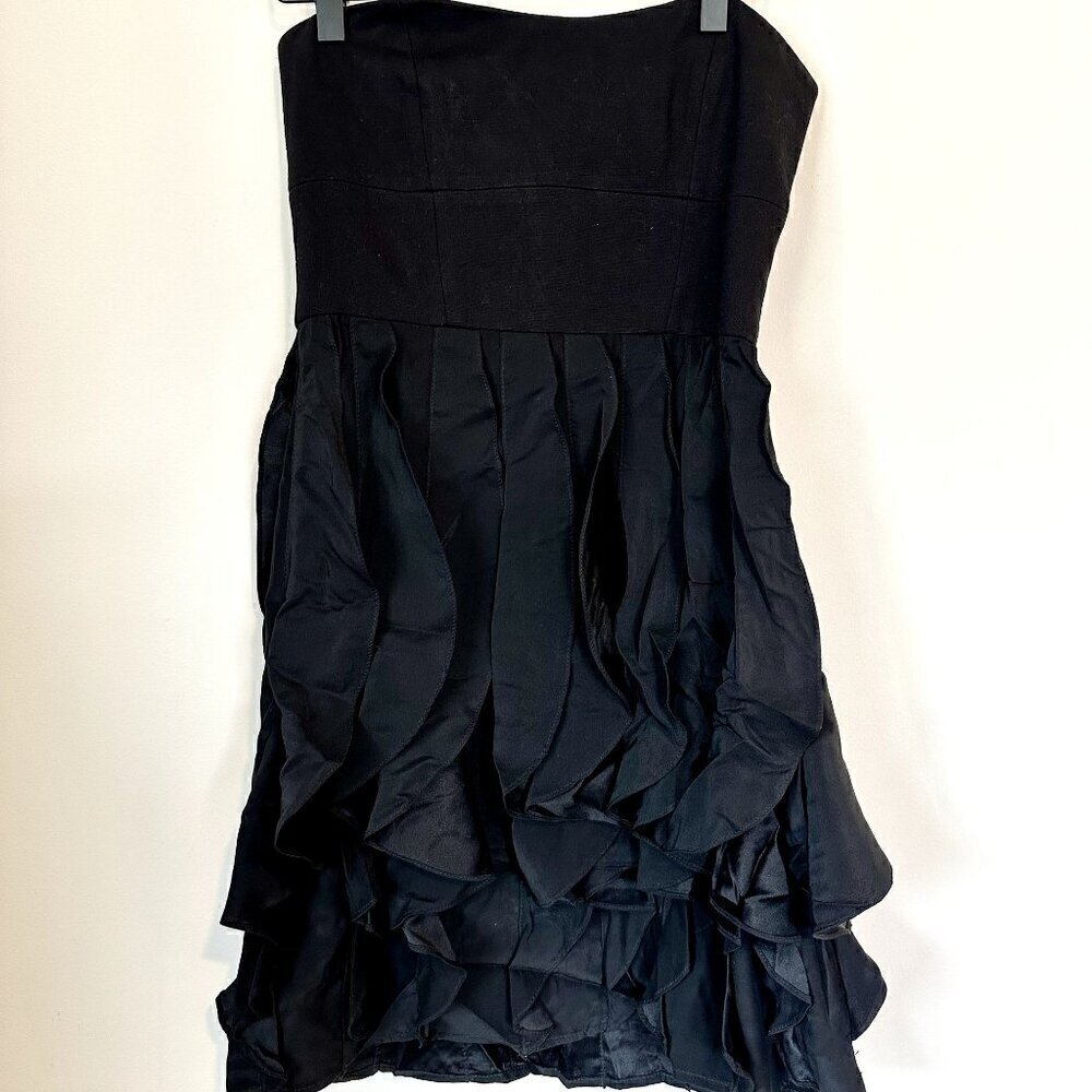 Cynthia Steffe Strapless Black Ruffle Mini Dress - Size 0